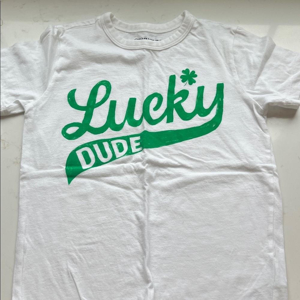 J. Crew Factory White and Green Kids Tee
